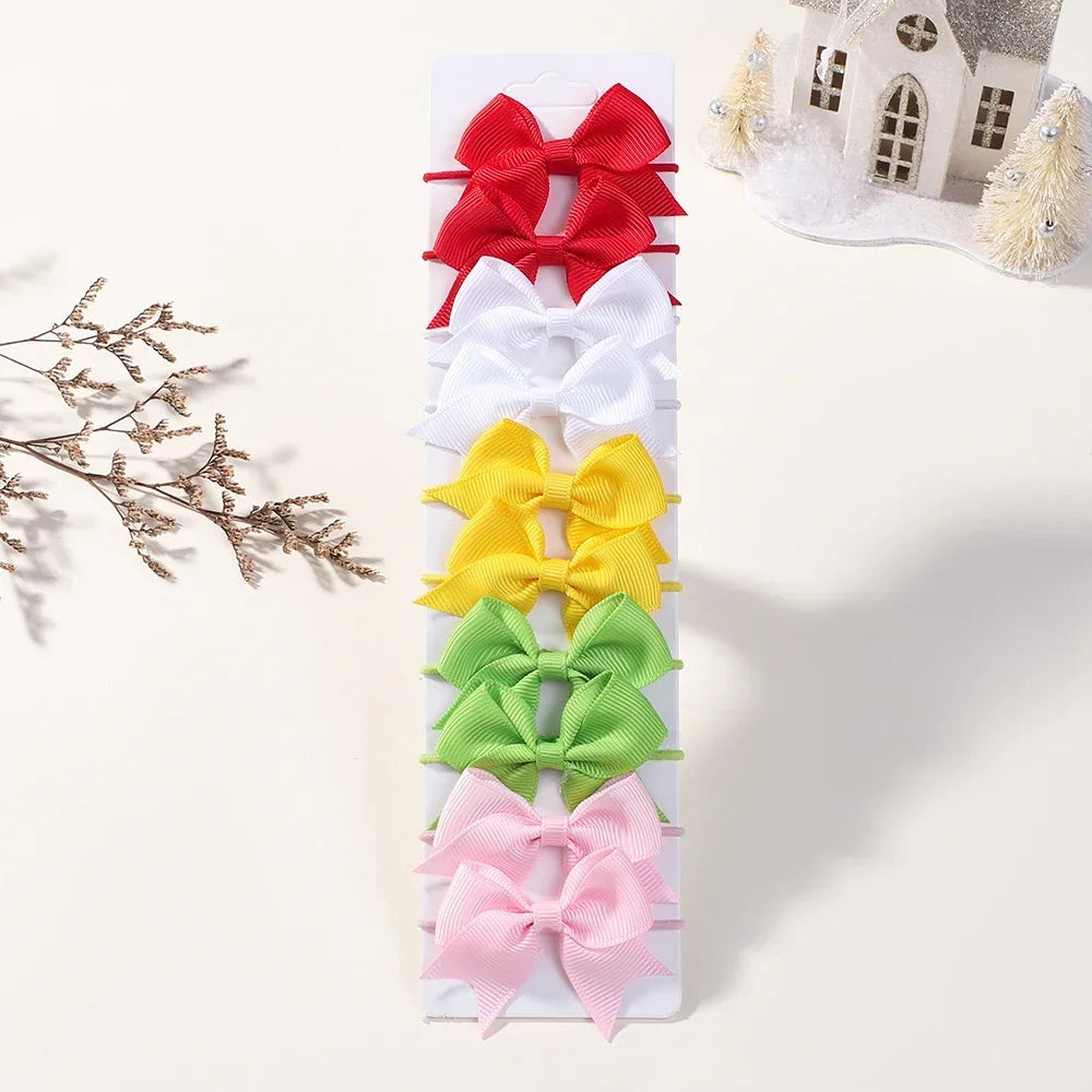 10Pcs Elastic Hair Ties with Ribbon Bows – Baby & Kids Gift Accessories - Image 13