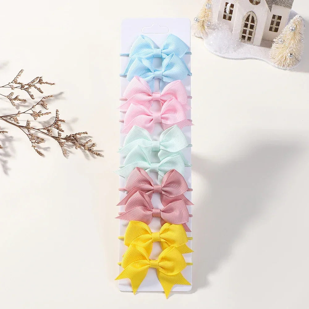 10Pcs Elastic Hair Ties with Ribbon Bows – Baby & Kids Gift Accessories - Image 9