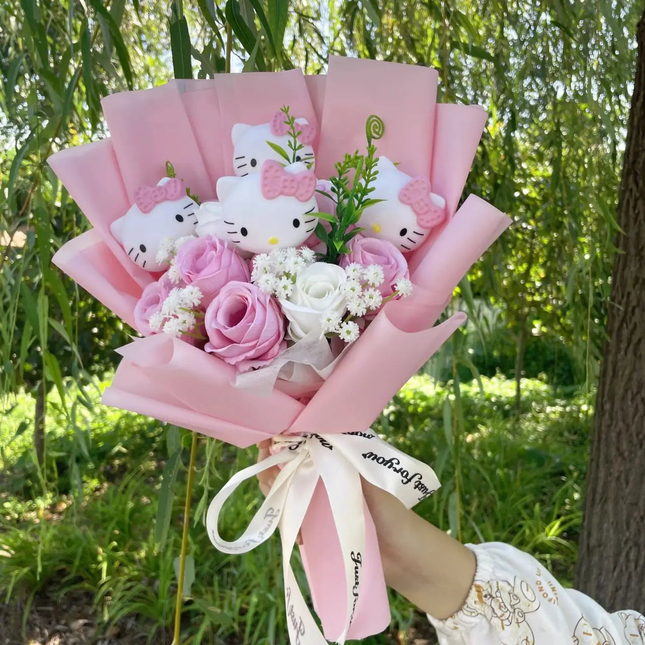 Kawaii Hello Kitty Cat Dolls with Artificial Flowers – Perfect Gift Bouquets - Image 12