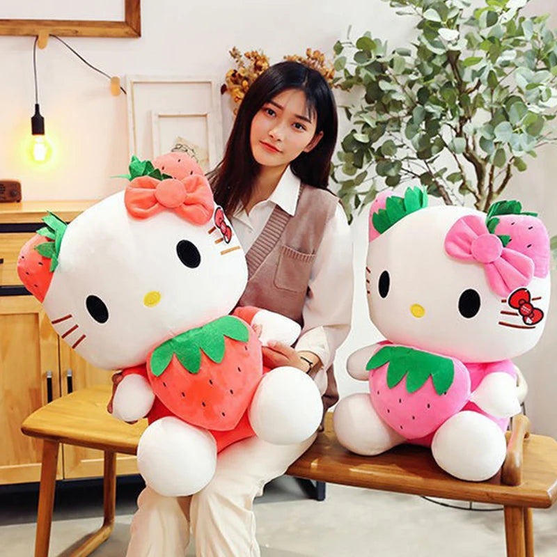 Kawaii Sanrio Hello Kitty Plush – Adorable Strawberry KT Cat Pillow Doll - Image 3
