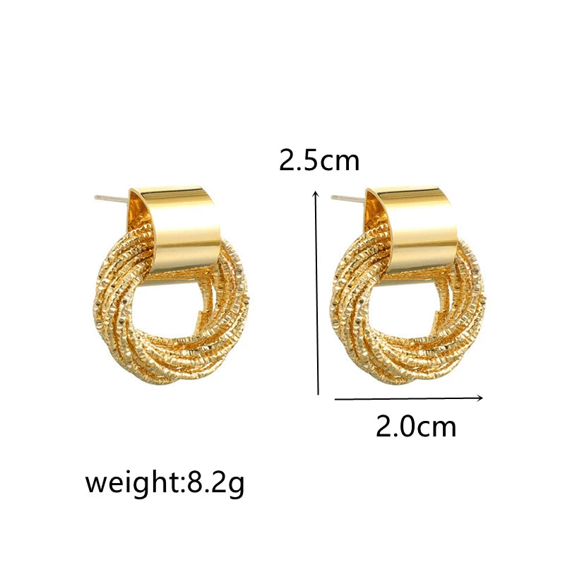 Retro Metal Gold Color Multiple Small Circle Stud Earrings  - Image 2