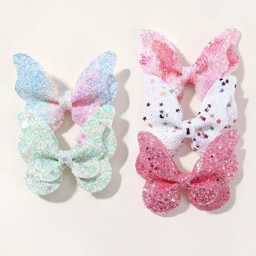 Girls Cute Sequins Double Butterfly Hair Clips - Image 27