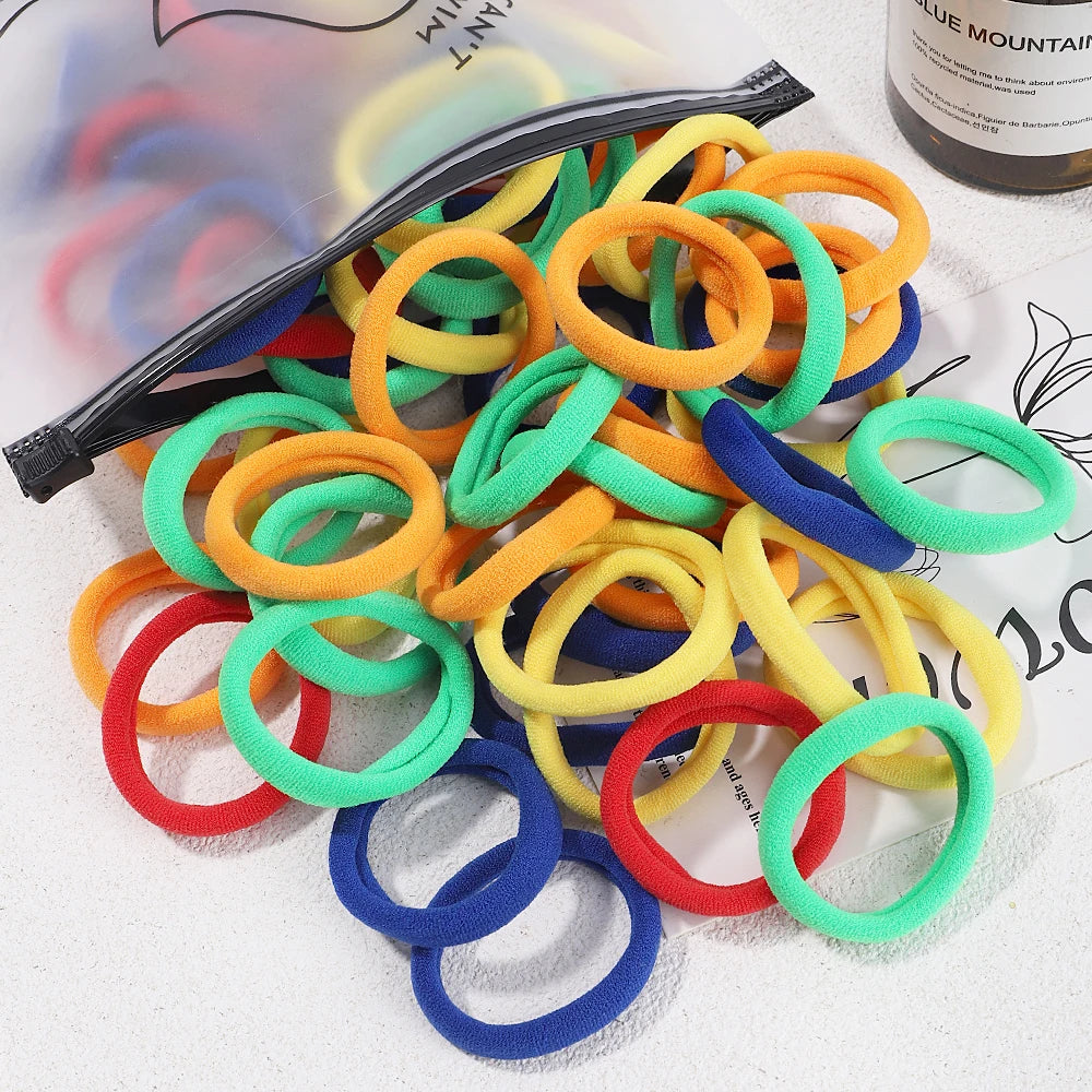 Girls Solid Color Elastic Hair Bands – Korean Style Accessories - Image 38