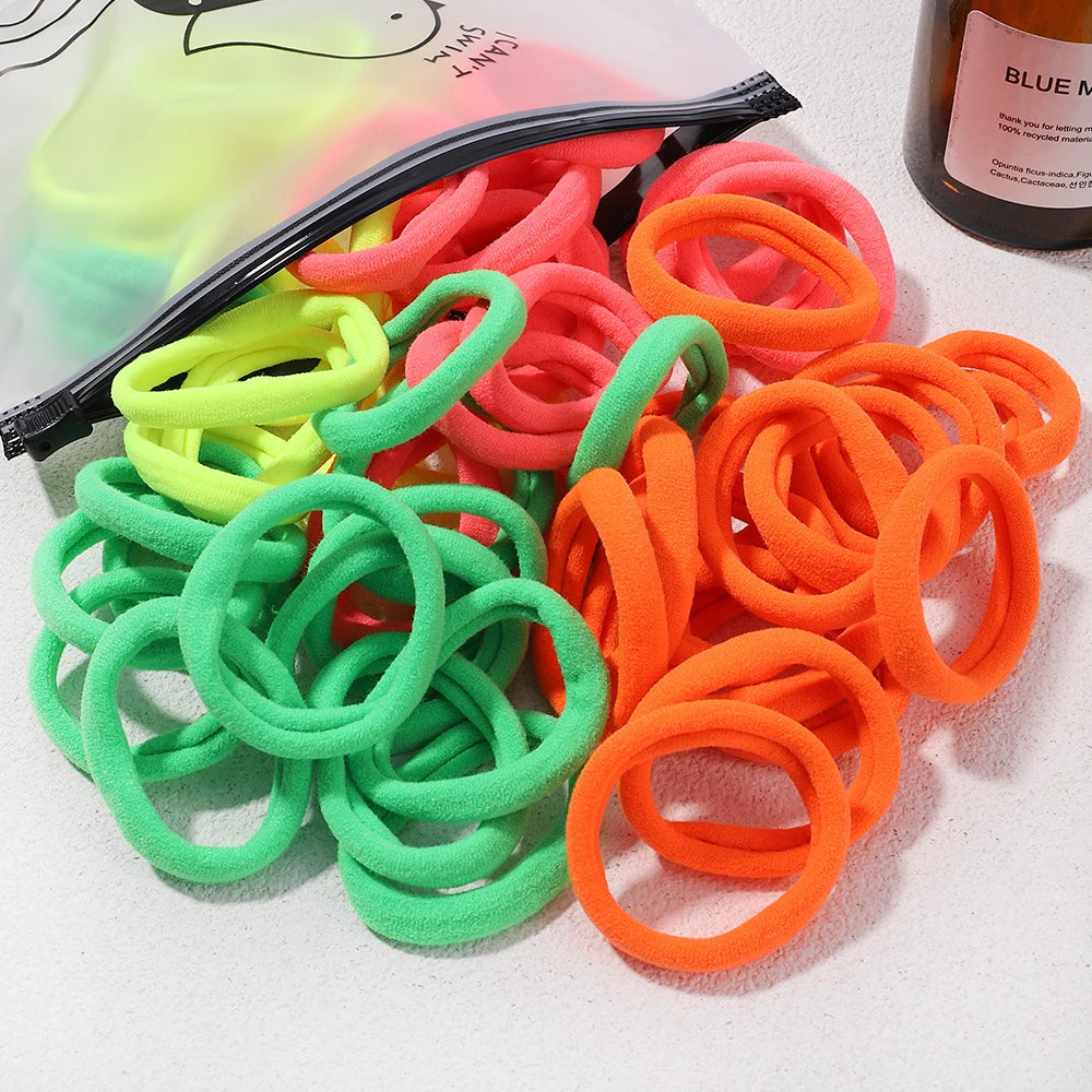 Girls Solid Color Elastic Hair Bands – Korean Style Accessories - Image 25