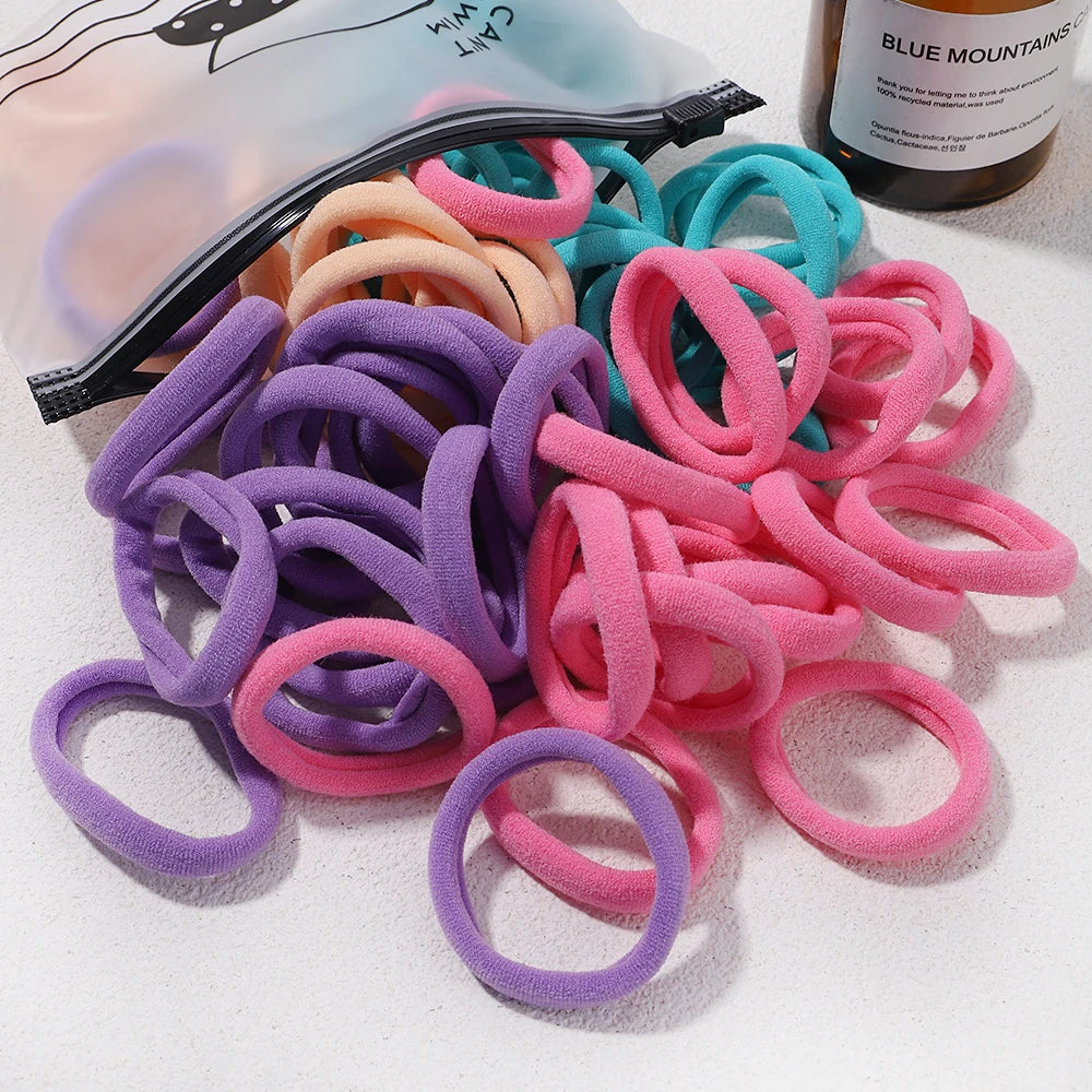 Girls Solid Color Elastic Hair Bands – Korean Style Accessories - Image 13