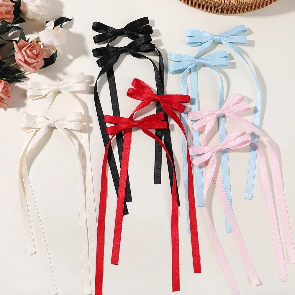 2pcs 2025 New Cute Ribbon Bow Headband Clip Set - Image 2