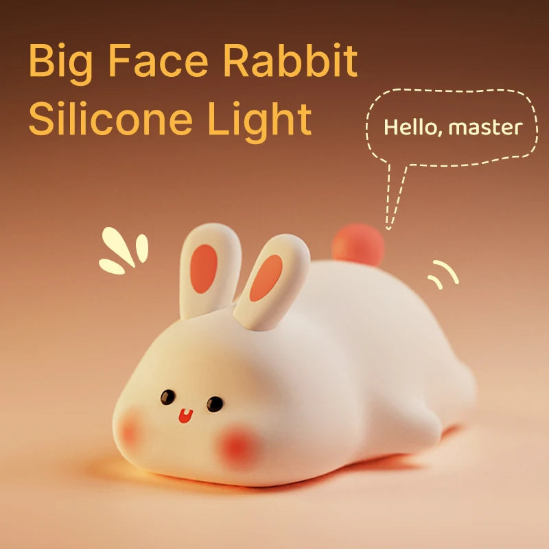 Big Face Rabbit Night Light – Cute Silicone Touch Lamp for Kids - Image 5