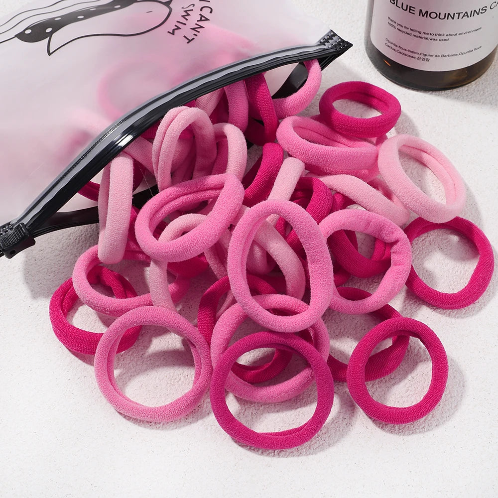 Girls Solid Color Elastic Hair Bands – Korean Style Accessories - Image 32