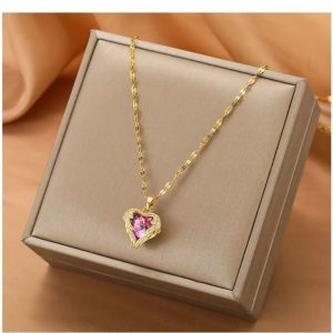 Top Luxury Colorful Crystal Ocean Heart Pendant Necklace