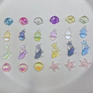 Ocean Series Resin Nail Art Charms – 3D Goldfish & Shell Decorations