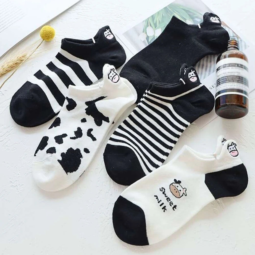 Charming Cartoon Animal Print Short Socks – 5 Pairs for a Playful Wardrobe - Image 2