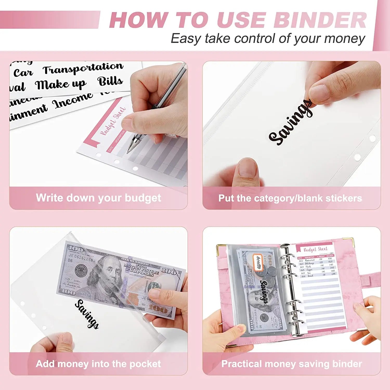 A6 Money Saving Organizer: PU Leather Budget Binder & Marble Notebook - Image 4