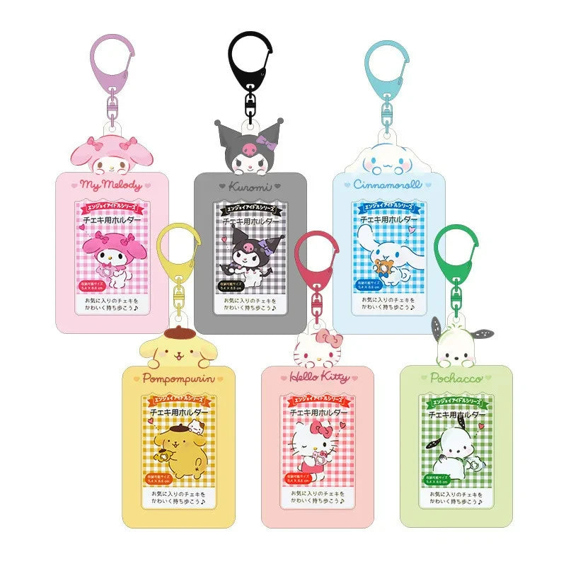 Kawaii Sanrio Keychain Cinnamoroll Photo Card Kuromi Card Holder Pendant Student Stationery Cardcase Keyring Toys Gift for Girls - Image 2