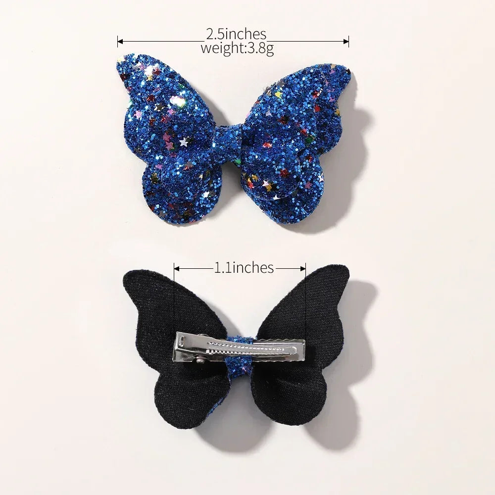Girls Cute Sequins Double Butterfly Hair Clips - Image 5
