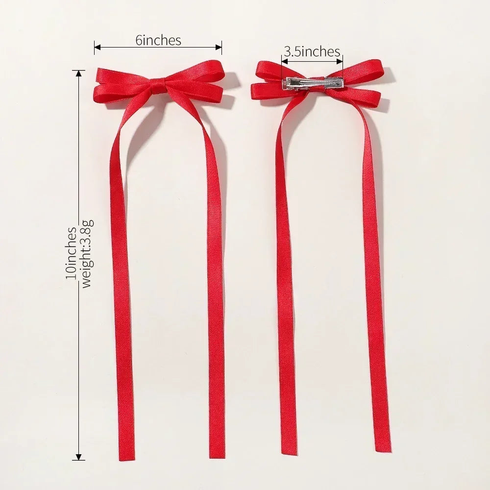 2pcs 2025 New Cute Ribbon Bow Headband Clip Set - Image 5