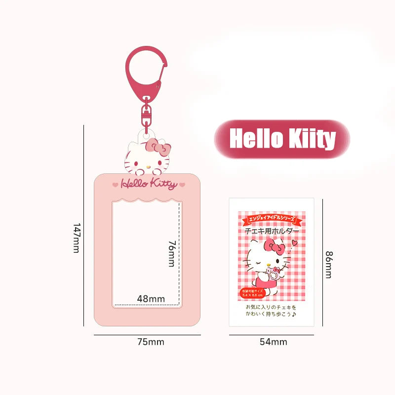Kawaii Sanrio Keychain Cinnamoroll Photo Card Kuromi Card Holder Pendant Student Stationery Cardcase Keyring Toys Gift for Girls - Image 7