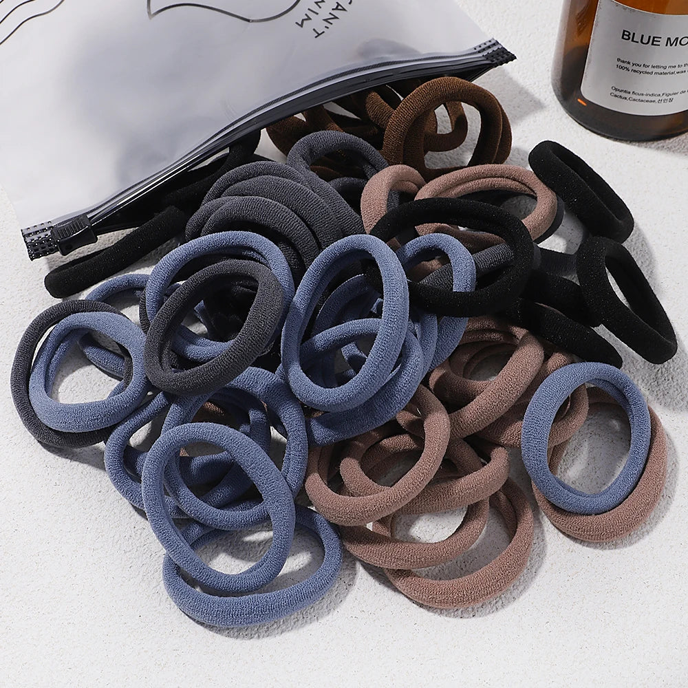 Girls Solid Color Elastic Hair Bands – Korean Style Accessories - Image 29