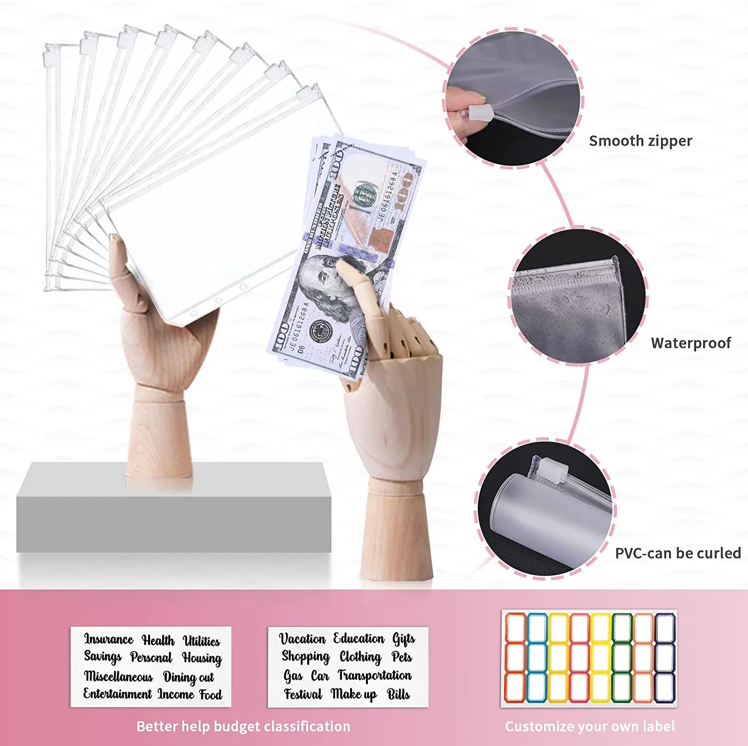 A6 Money Saving Organizer: PU Leather Budget Binder & Marble Notebook - Image 3