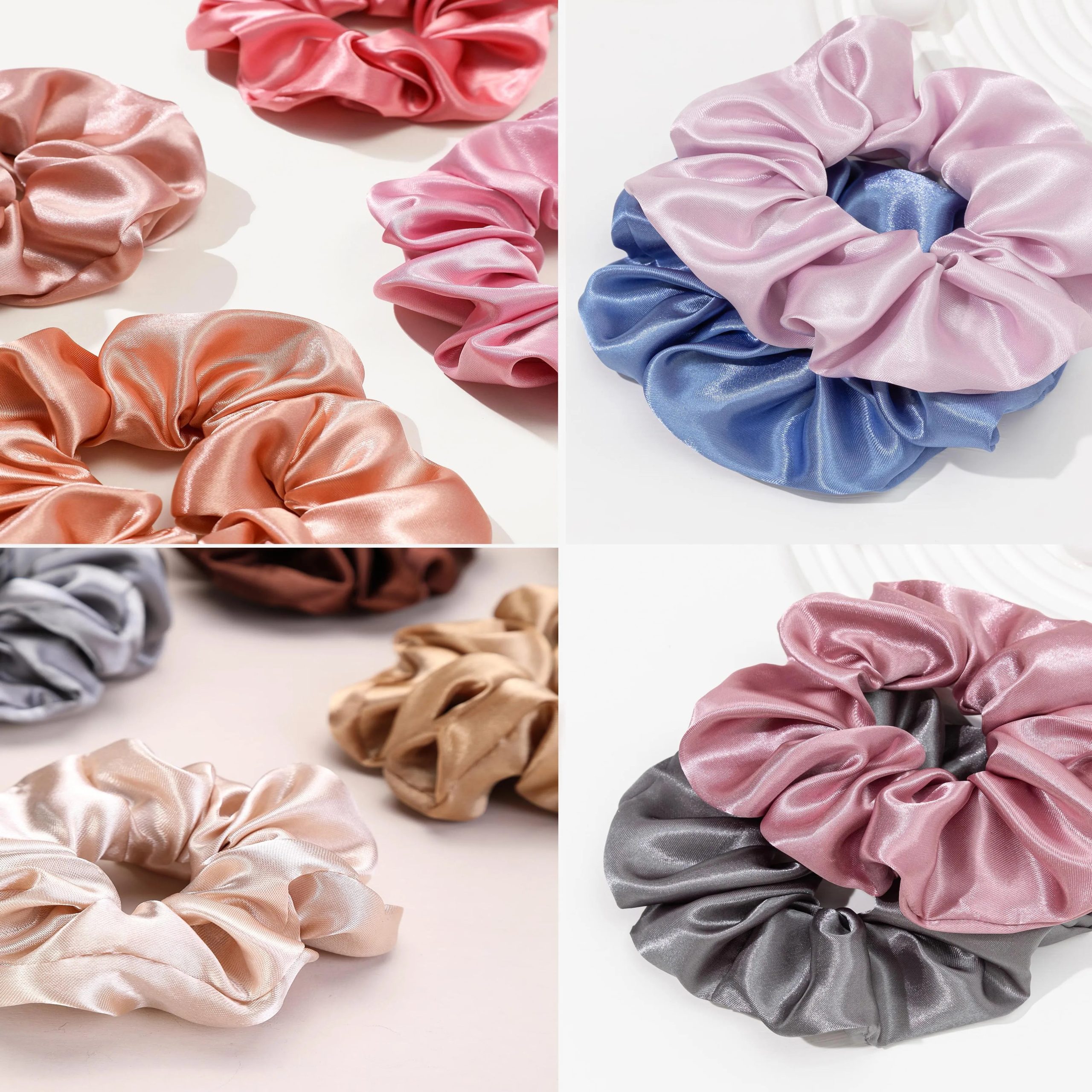 12PCS Soft Satin Colorful Large Intestine Hair Band Hair Accessories - Image 3