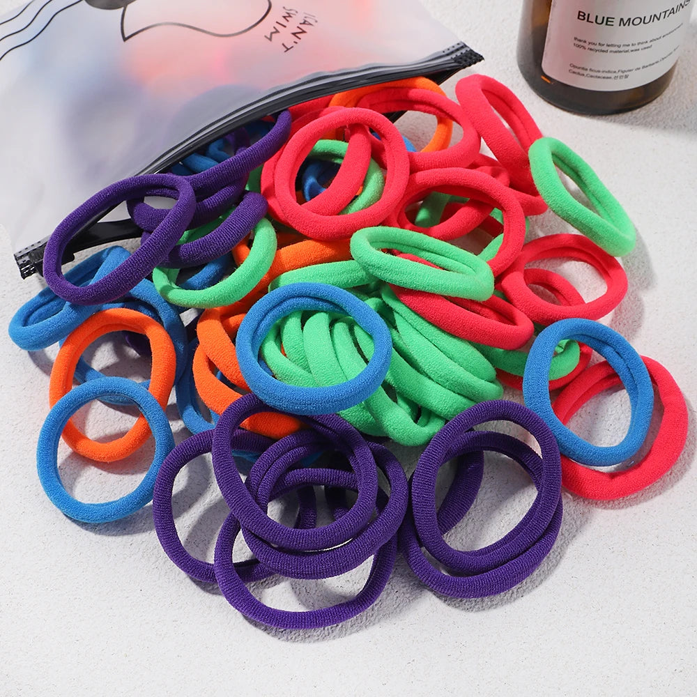 Girls Solid Color Elastic Hair Bands – Korean Style Accessories - Image 11