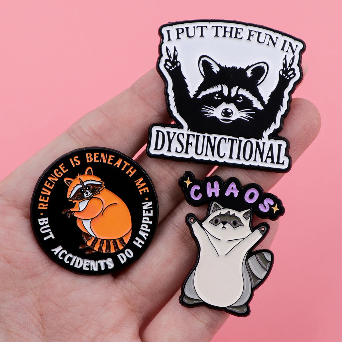 Cute Raccoon Enamel Pins – Funny Quotes Brooches for Women - Image 2
