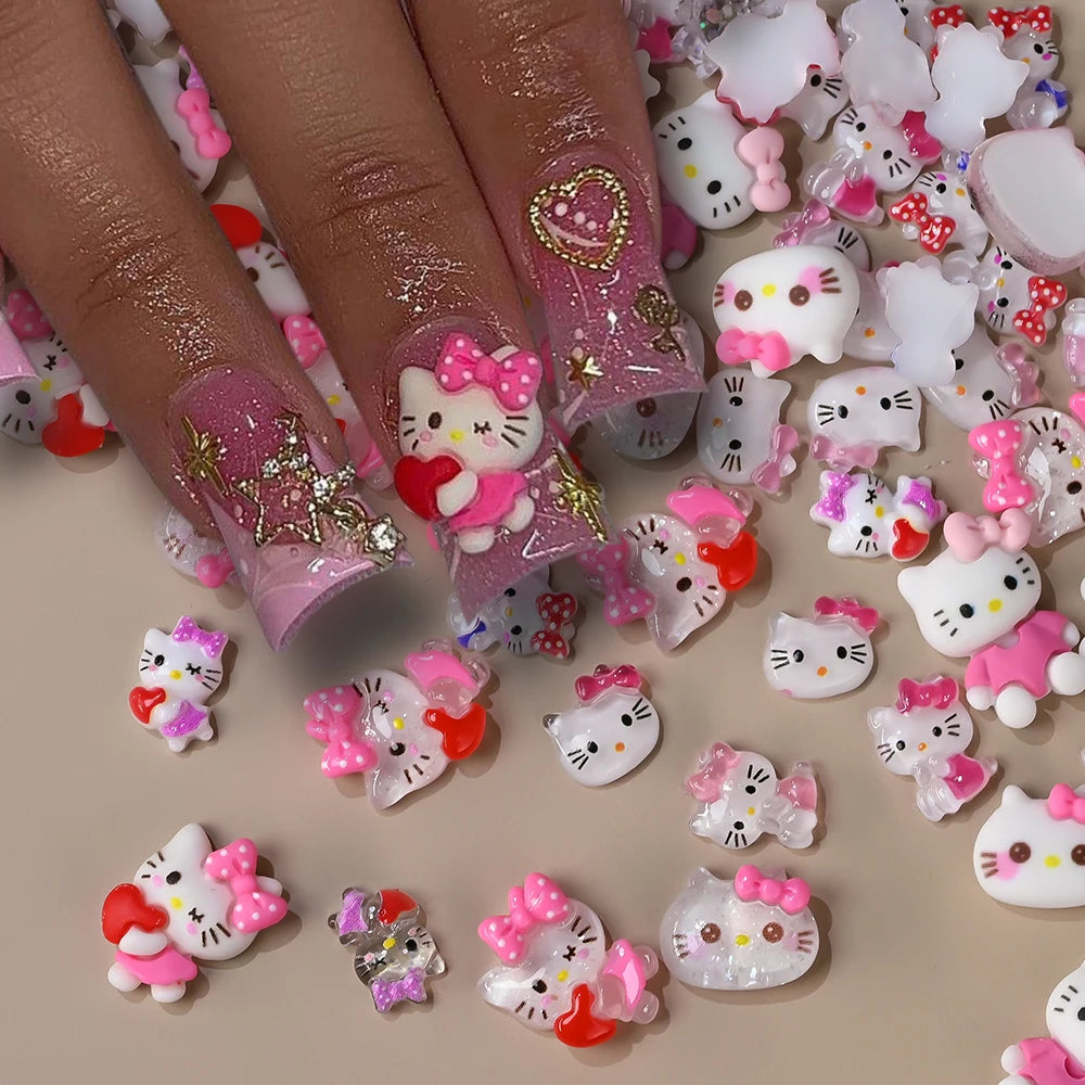 Hello Kitty Nail Charms – 12 Grids Hawaii Black Skin Summer Vibe - Image 4