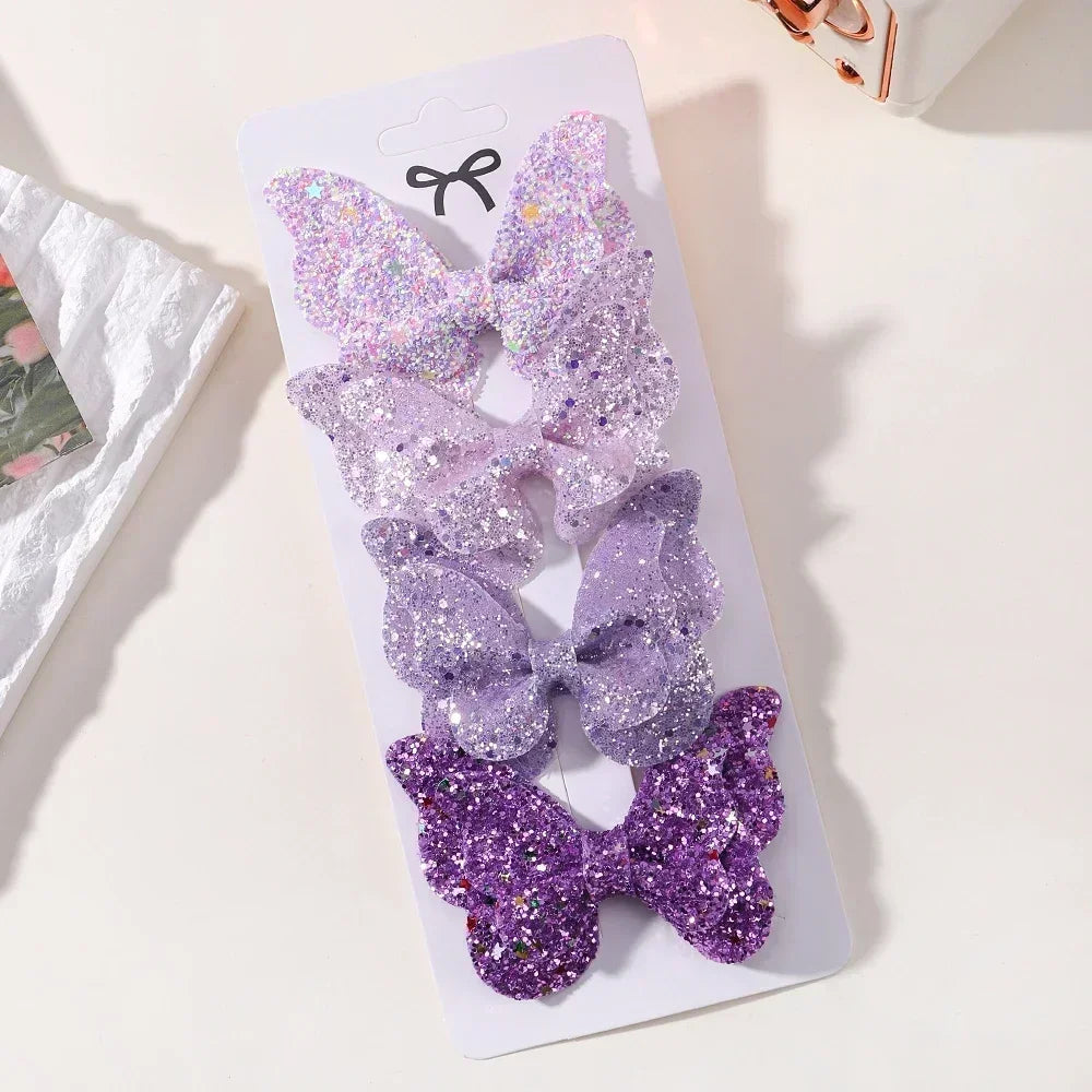 Girls Cute Sequins Double Butterfly Hair Clips - Image 11