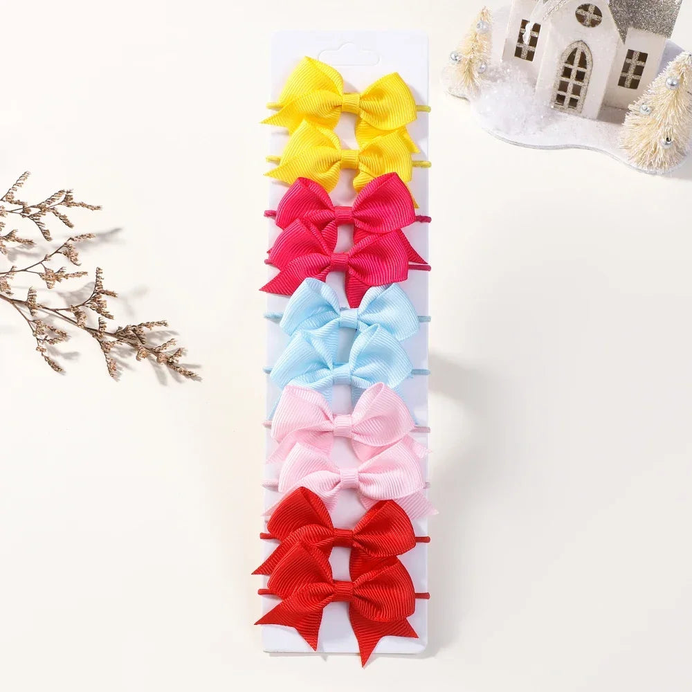 10Pcs Elastic Hair Ties with Ribbon Bows – Baby & Kids Gift Accessories - Image 7