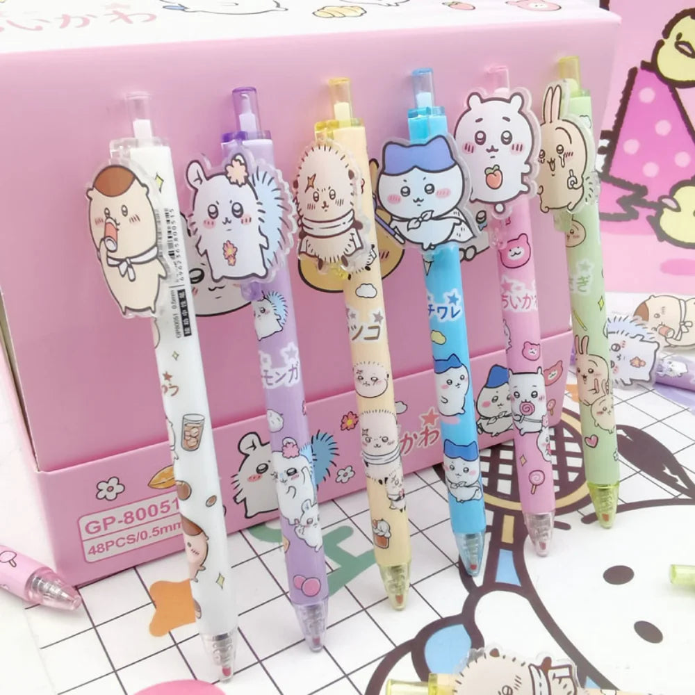 6Pcs/Set Kawaii Chiikawa Press Gel Pens – Cute Writing Tools - Image 2