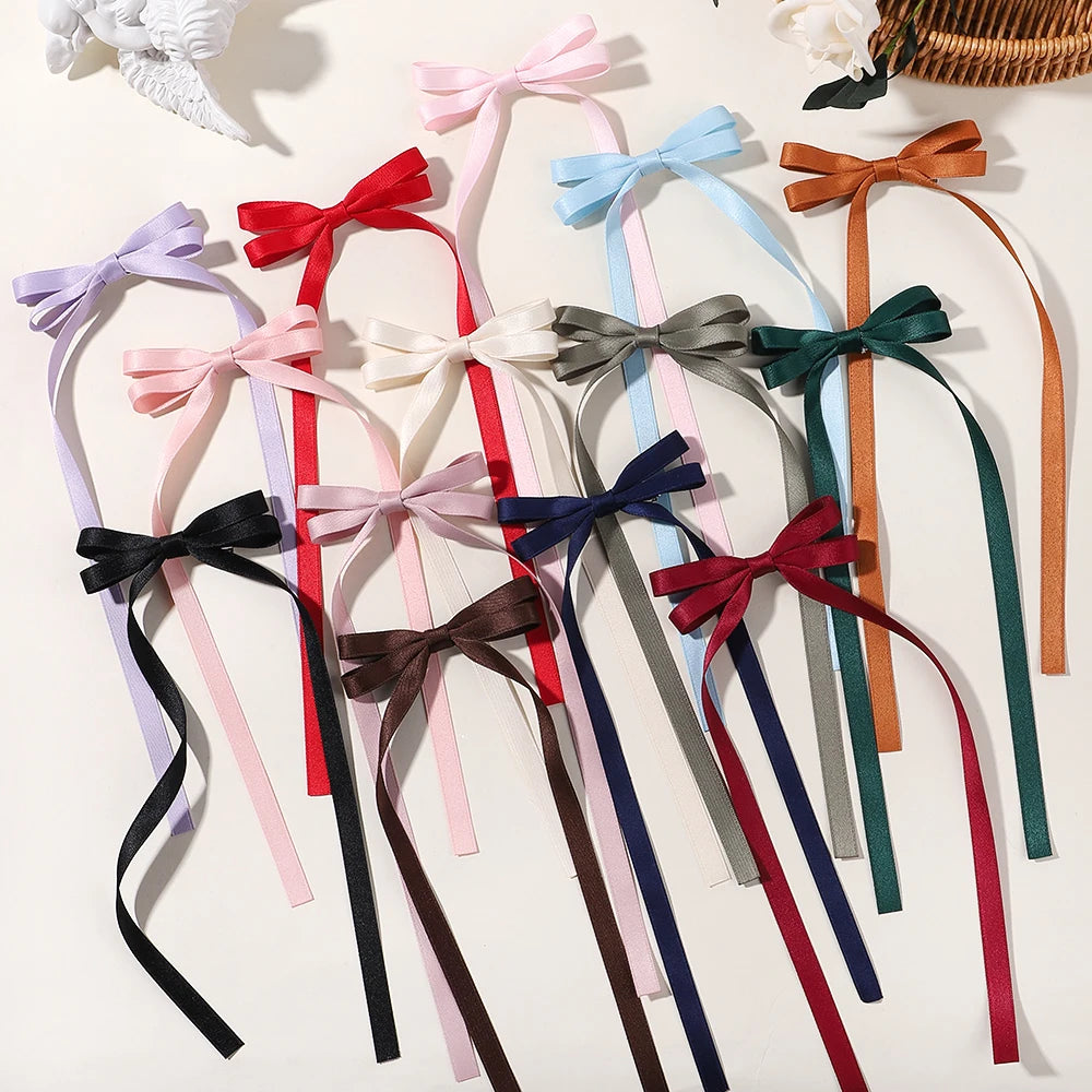 2pcs 2025 New Cute Ribbon Bow Headband Clip Set
