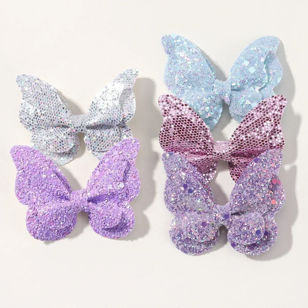 Girls Cute Sequins Double Butterfly Hair Clips - Image 28
