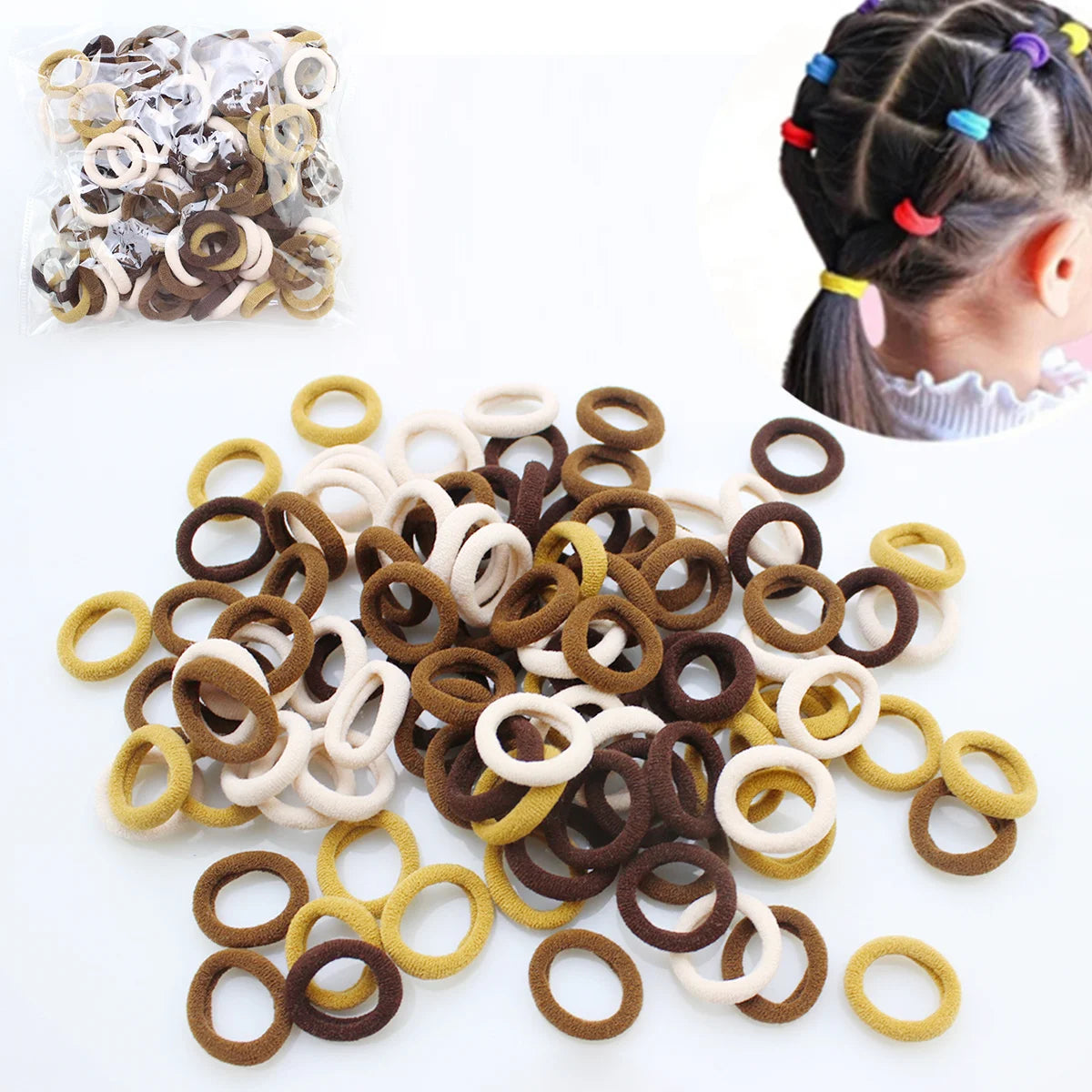 100PCS Colorful Nylon Elastic Hair Ties – Perfect for Girls