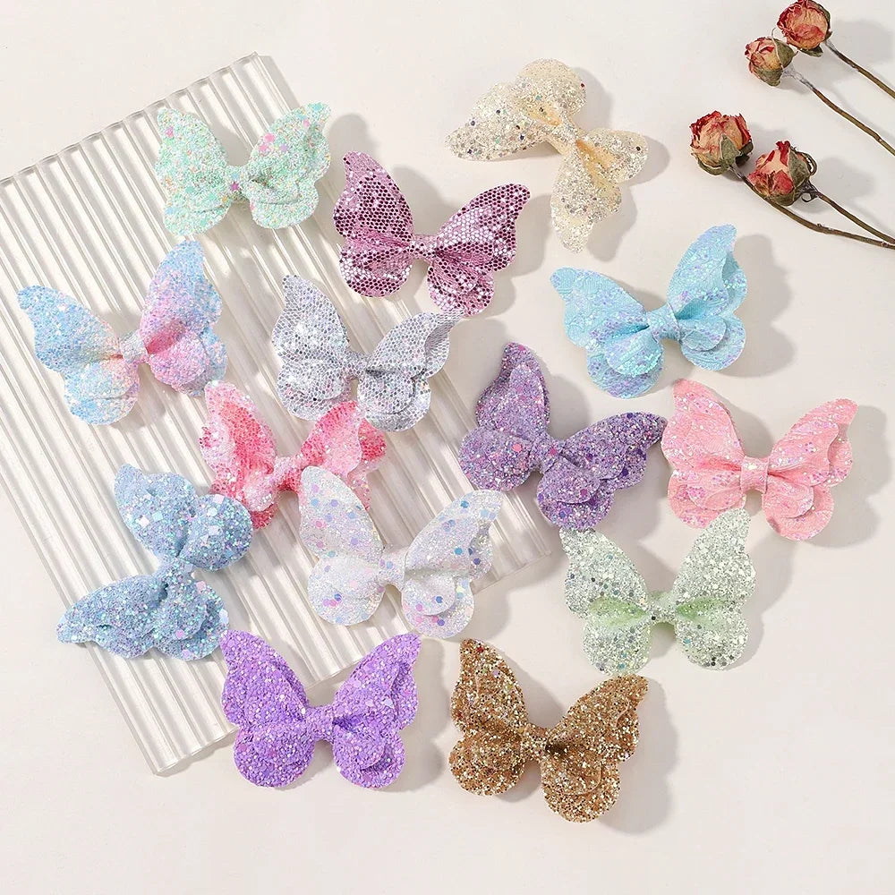 Girls Cute Sequins Double Butterfly Hair Clips - Image 3