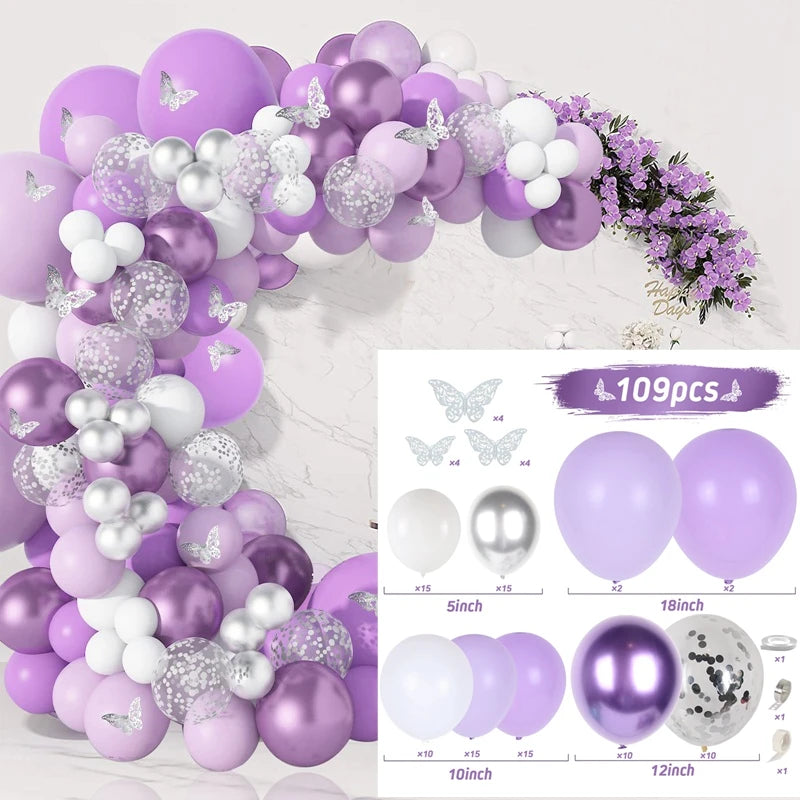 Purple Butterfly Balloon Garland Arch Kit - Image 11