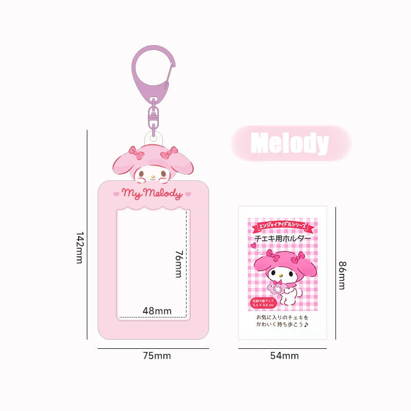 Kawaii Sanrio Keychain Cinnamoroll Photo Card Kuromi Card Holder Pendant Student Stationery Cardcase Keyring Toys Gift for Girls - Image 6