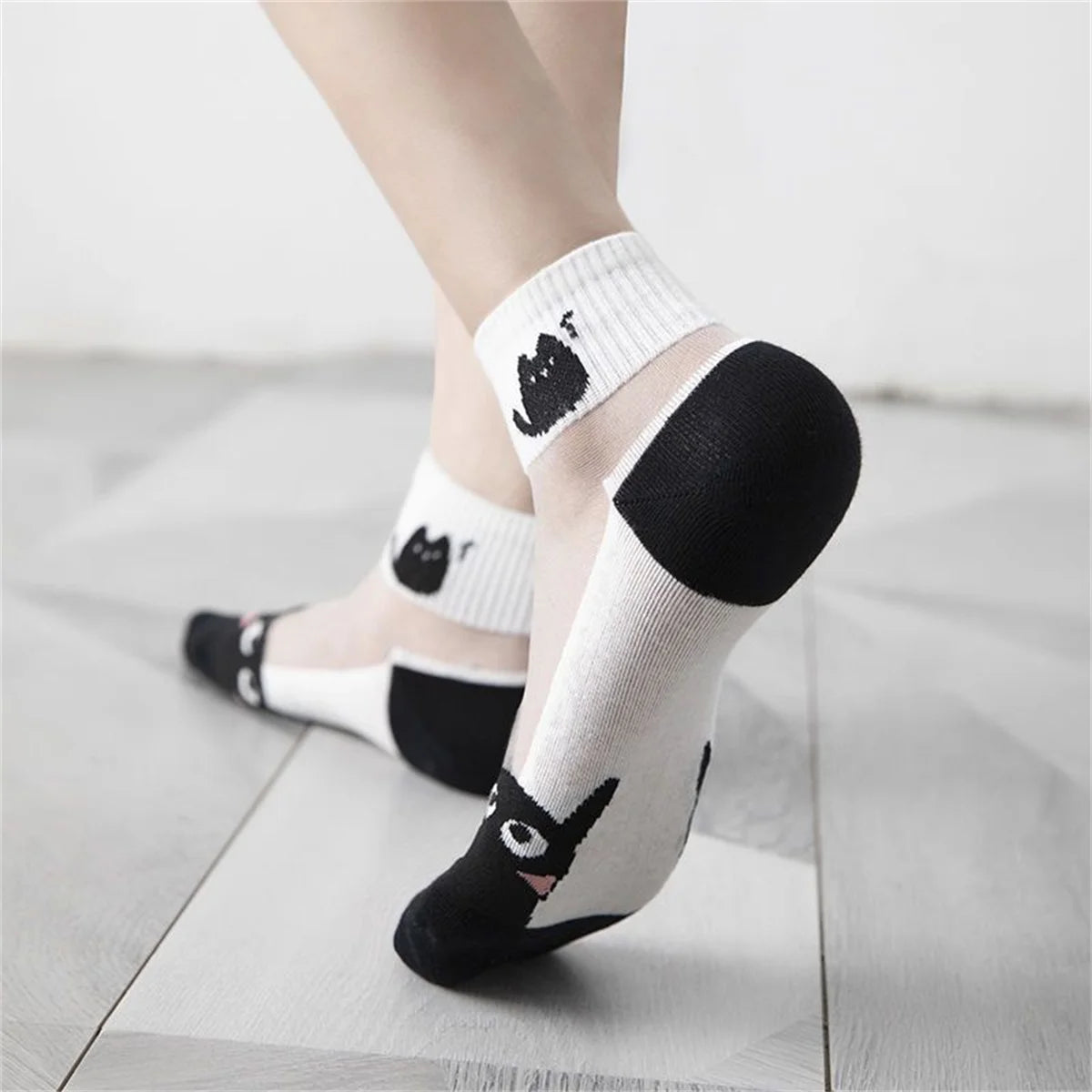 Dreamlikelin Summer Socks – Breathable Cat-Themed Silk Socks for Women - Image 6
