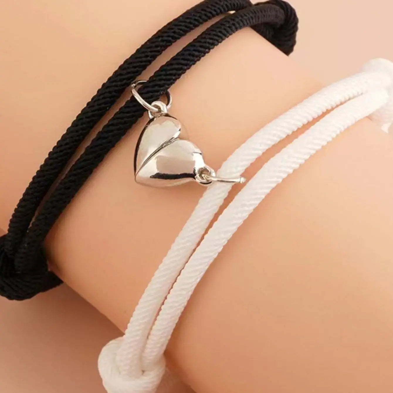Elegant Silver Magnetic Couple Bracelets – Friends & Lovers - Image 2