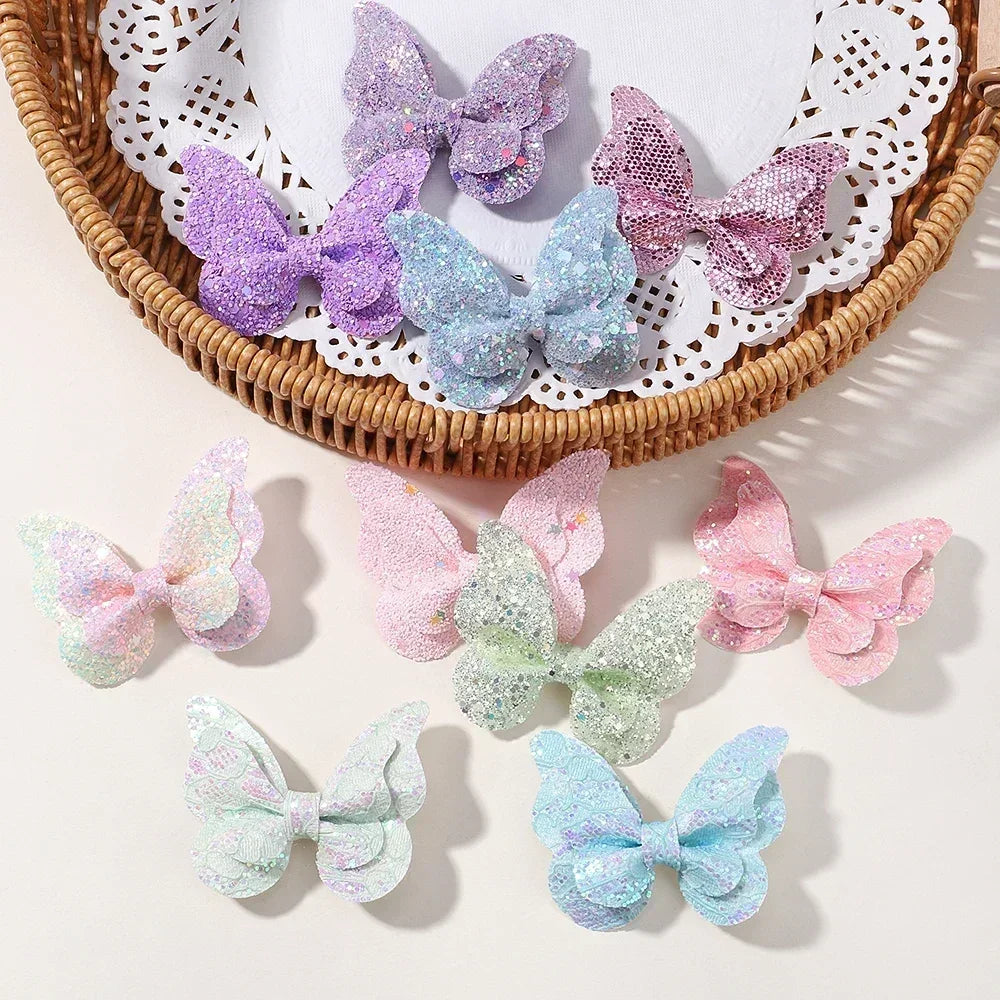 Girls Cute Sequins Double Butterfly Hair Clips - Image 4