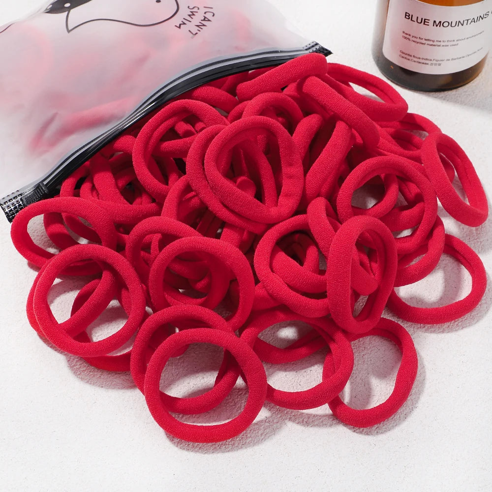 Girls Solid Color Elastic Hair Bands – Korean Style Accessories - Image 21