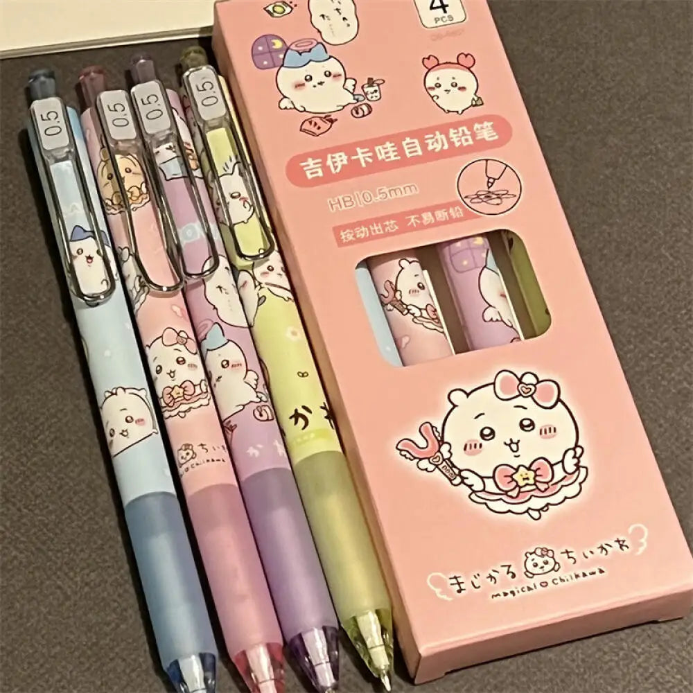 Chiikawa Mechanical Pencil Set – 4pcs Cute Cartoon Automatic Press Pencils - Image 5