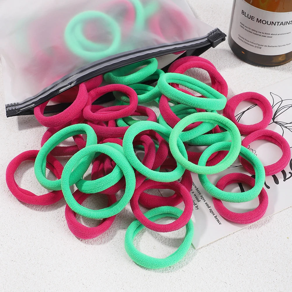 Girls Solid Color Elastic Hair Bands – Korean Style Accessories - Image 26