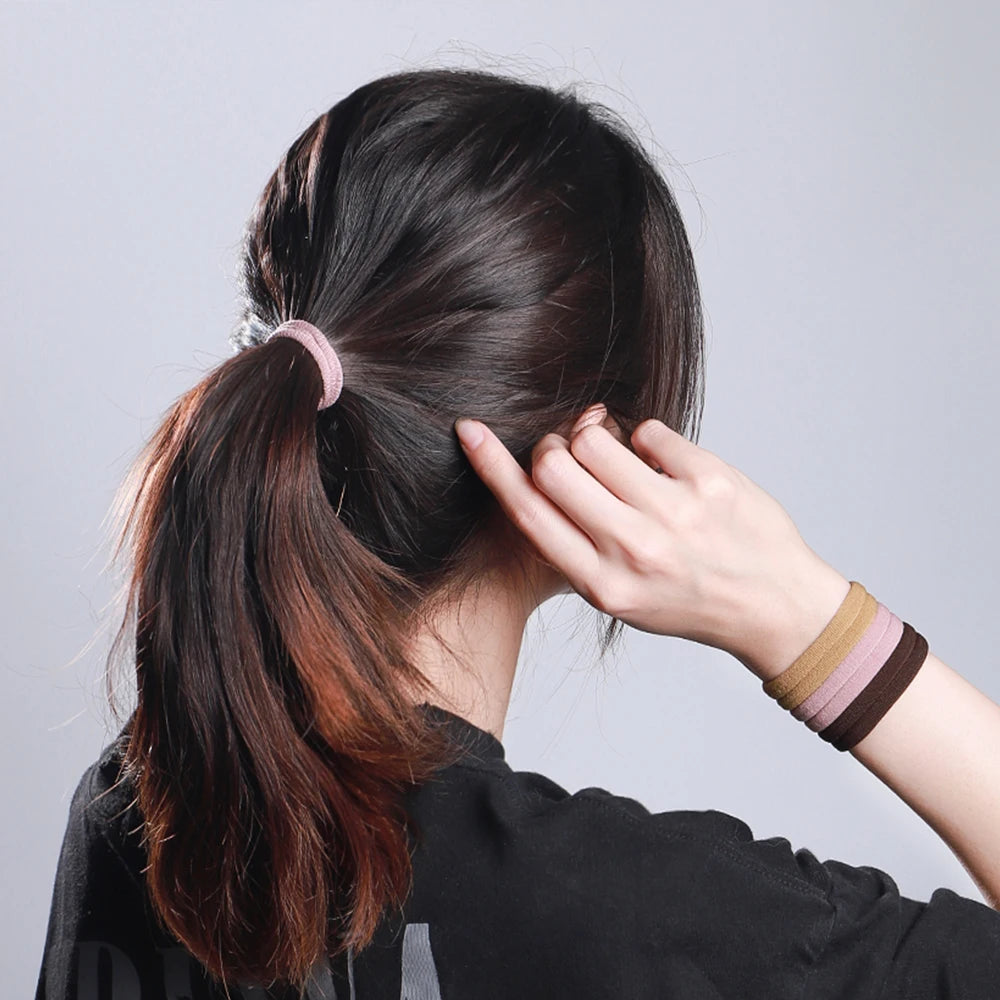 Girls Solid Color Elastic Hair Bands – Korean Style Accessories - Image 4